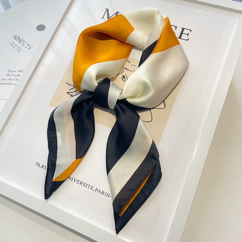 Mouchoirs cheveux foulard en soie 70*70 cm imprimé Satin grand carré foulards en soie châles pour femmes marque de luxe concepteur Hijab bandeau