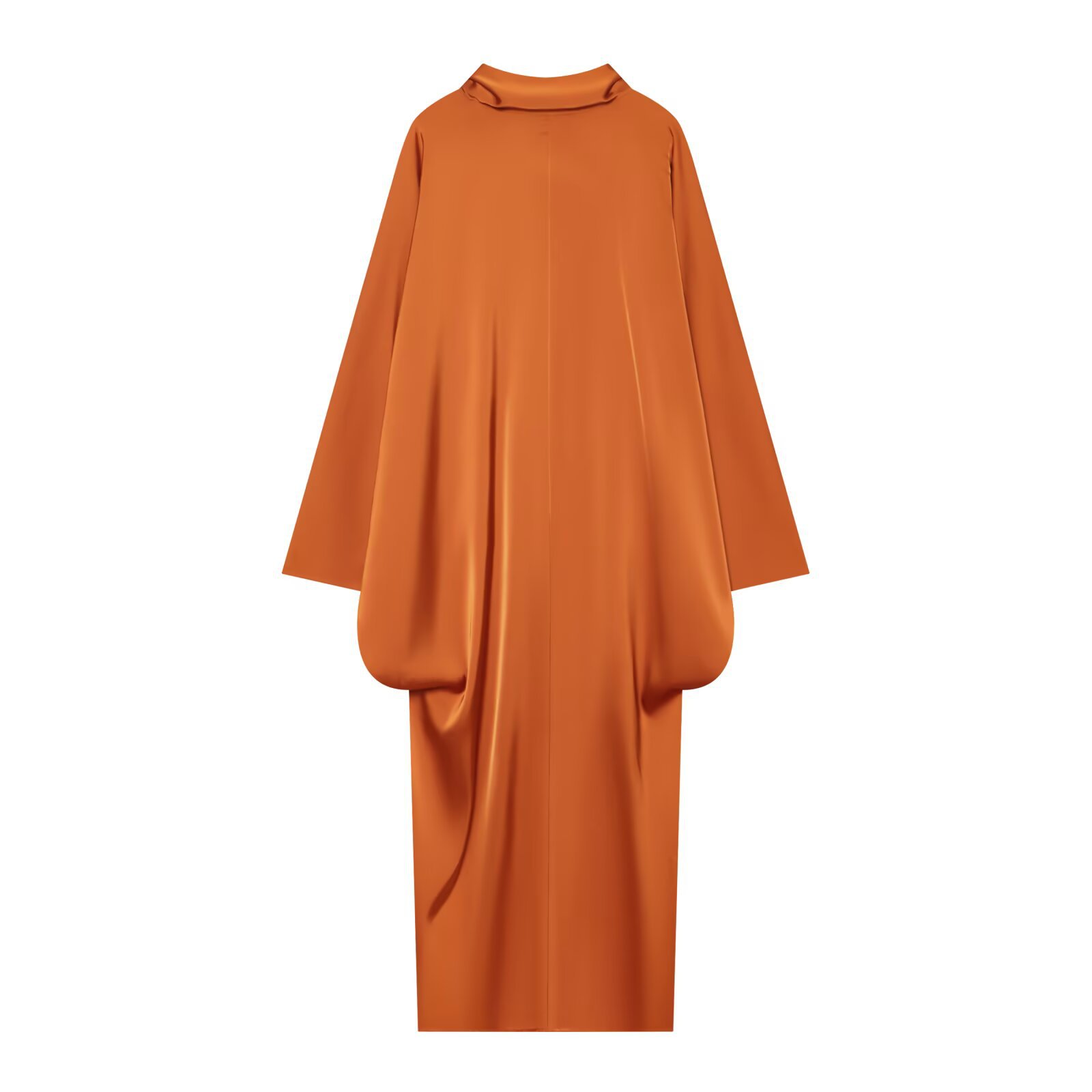 Robe longue ample en satin pour femme, col montant, manches chauve-souris, élégante, style kaftan abaya, pour soirée, tenue modeste en soie