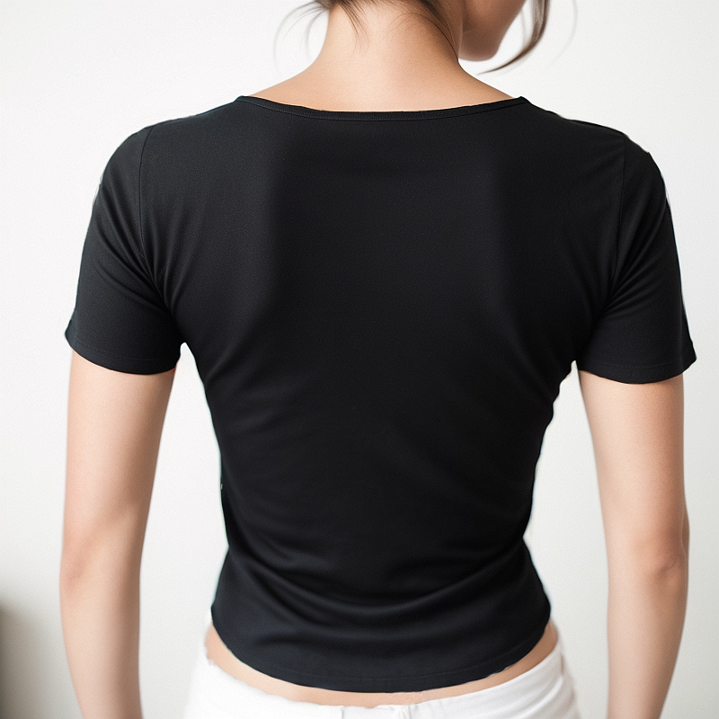 T-shirt à manches courtes pour femmes, été, couleur unie, col carré élastique, coupe ajustée, hauts sexy, style Y2k, vêtements de rue, mode Qx33