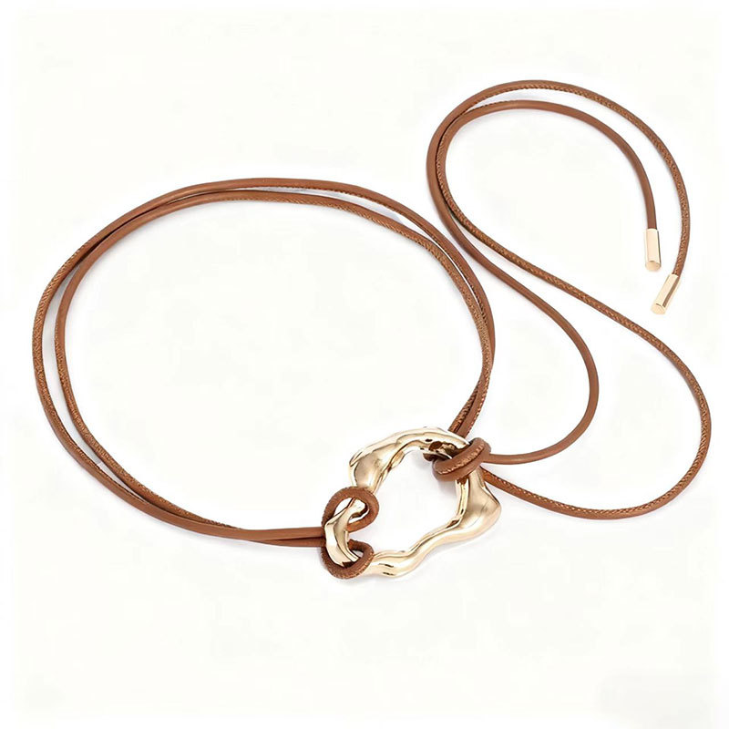 Ceinture en cuir souple nouée pour femmes, boucle en métal, ceinture fine pour manteau, pull, robe, accessoires de mode
