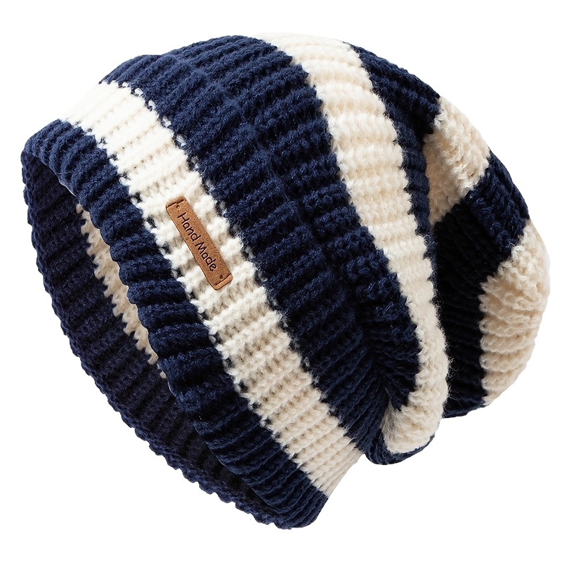 Chapeau d'hiver pour hommes et femmes, bonnet en tricot de marque tendance, grande taille, en laine.