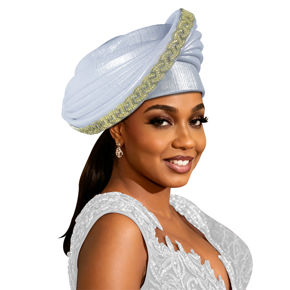 Turban Gele Africain Multicouche à Diamants, Chapeau Turban, Foulards de Tête pour Femmes, Geles de Mariage Nigérians, Coiffe de Fête pour Fête