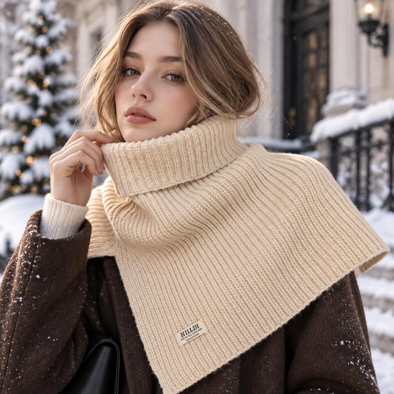 Écharpe à col roulé fendu pour femmes et filles, écharpes de mode coréenne, écharpes de pull doux, écharpes épaisses pour l'hiver, col roulé de la présidence