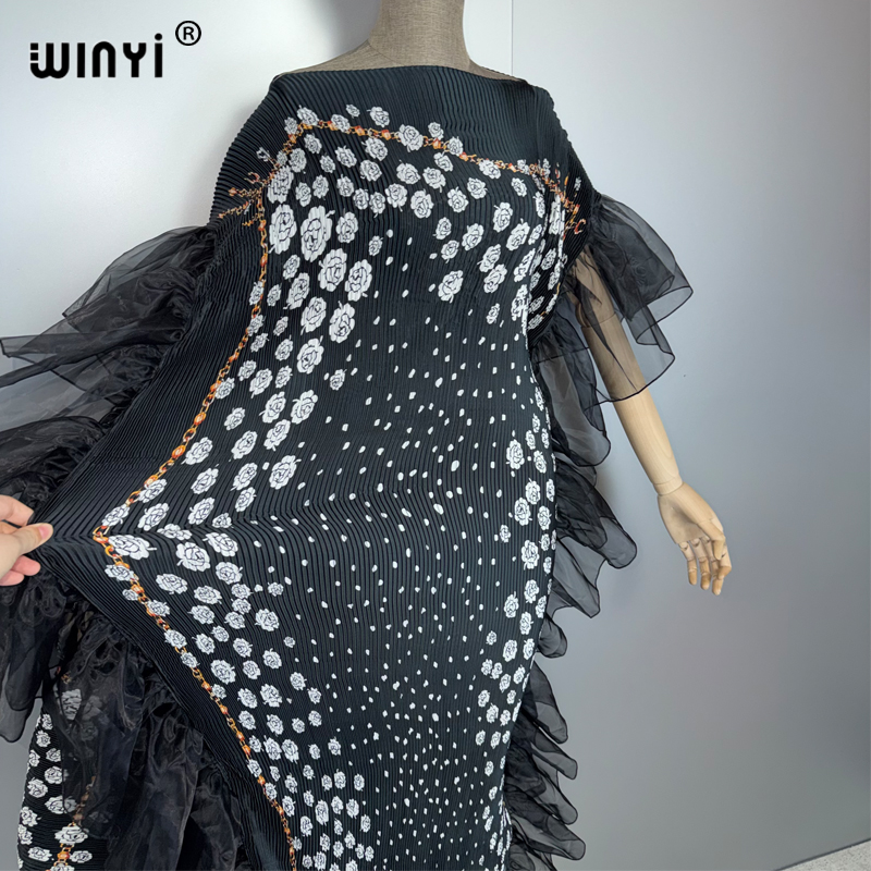 WINYI plissé élastique mince robe plage couvrir caftan abaya dubaï luxe robe de soirée robe de soirée abaya femme musulmane ع