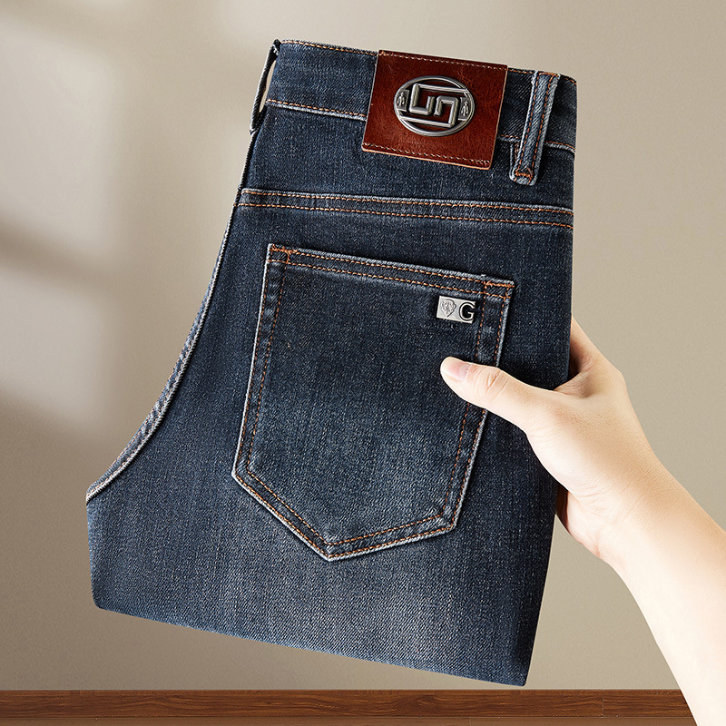 Jean de Style européen et américain pour hommes, marque célèbre, fermeture éclair droite, Slim, Denim bleu, pantalon crayon pour hommes