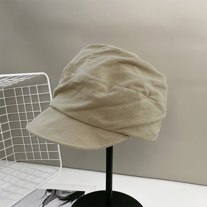 Béret plissé rétro pour femmes, chapeau irrégulier, grande taille de tête, petit visage, Protection solaire, chapeau polyvalent pour peintre, printemps été