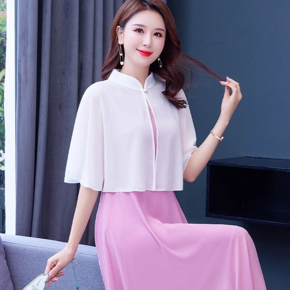 Vêtements de protection solaire, châle en mousseline multicolore, poncho en mousseline respirant et ample, châle de mariage court pour femmes