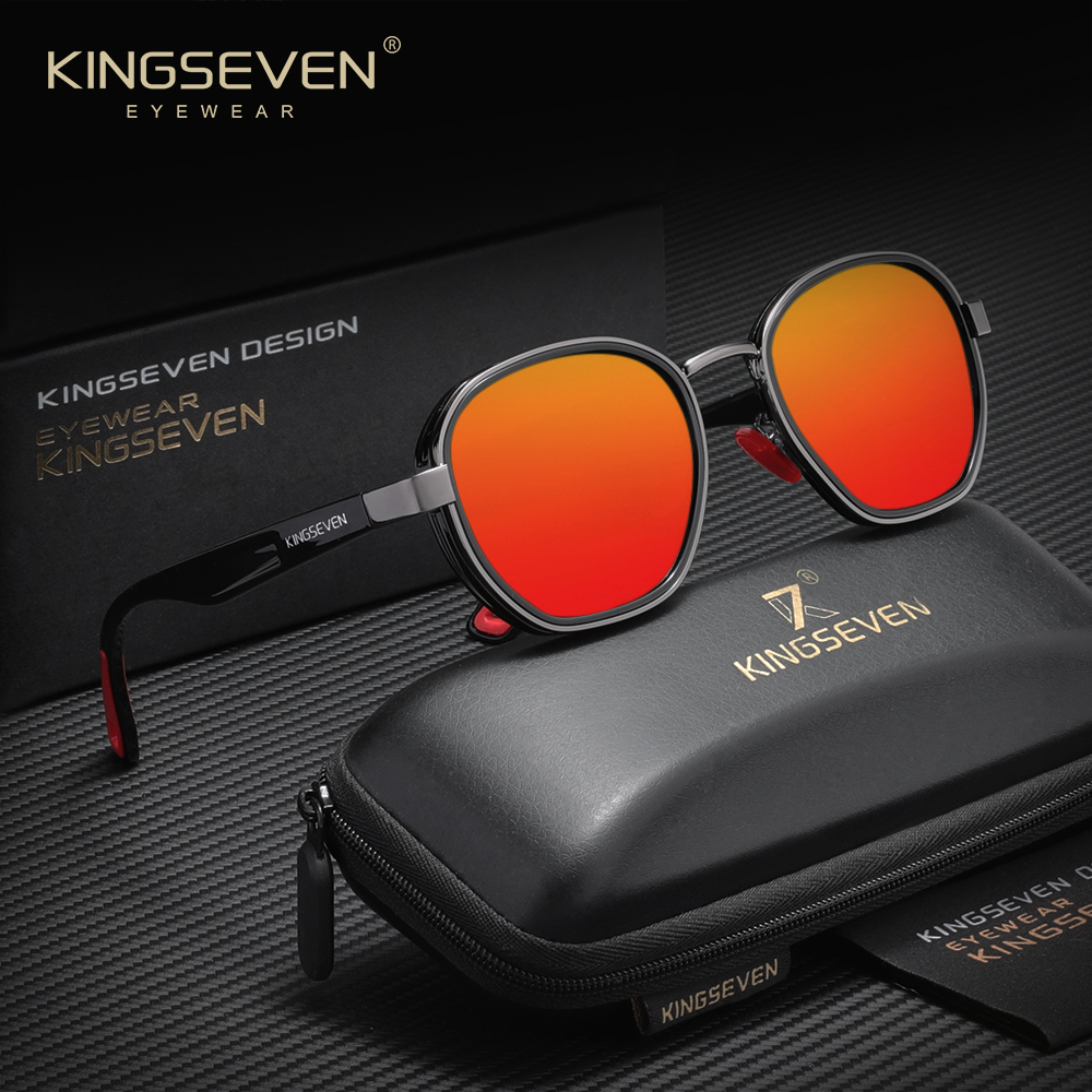 Lunettes de soleil rondes de marque KINGSEVEN pour hommes et femmes, polarisées, lunettes de luxe, lunettes de voyage, lunettes de soleil UV400