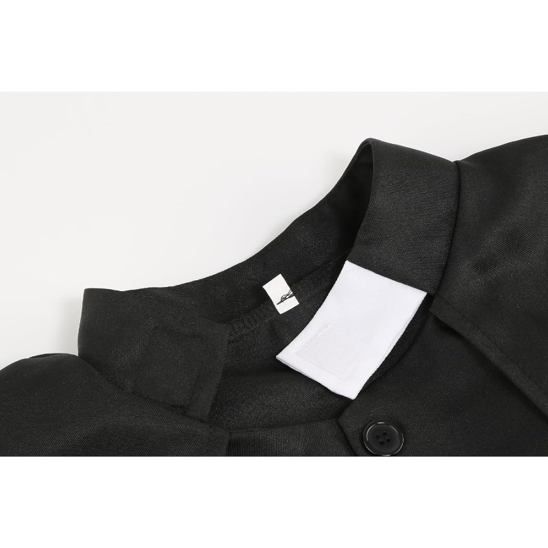 Costume de prêtre noir pour homme, robe de clergé catholique avec collier croix, déguisement d'Halloween, uniforme de pasteur prédicateur