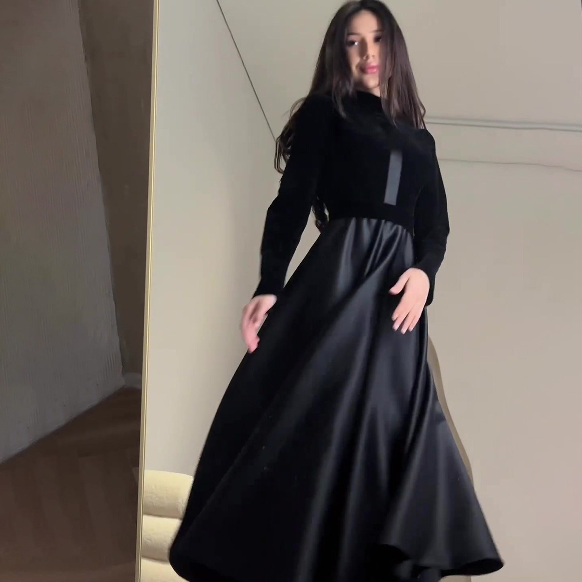 Velours mince Sexy taille robe pour les femmes décontracté solide à manches longues musulman Abayas noir robes musulmanes fête robes de soirée nouveau
