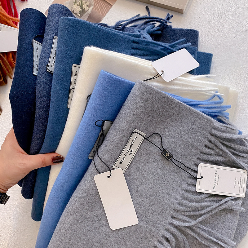 Écharpe en laine d'hiver pour femmes, longue et chaude, en cachemire, Hijab, solide, châle enveloppant, Pashmina, Bandana, cadeau de noël