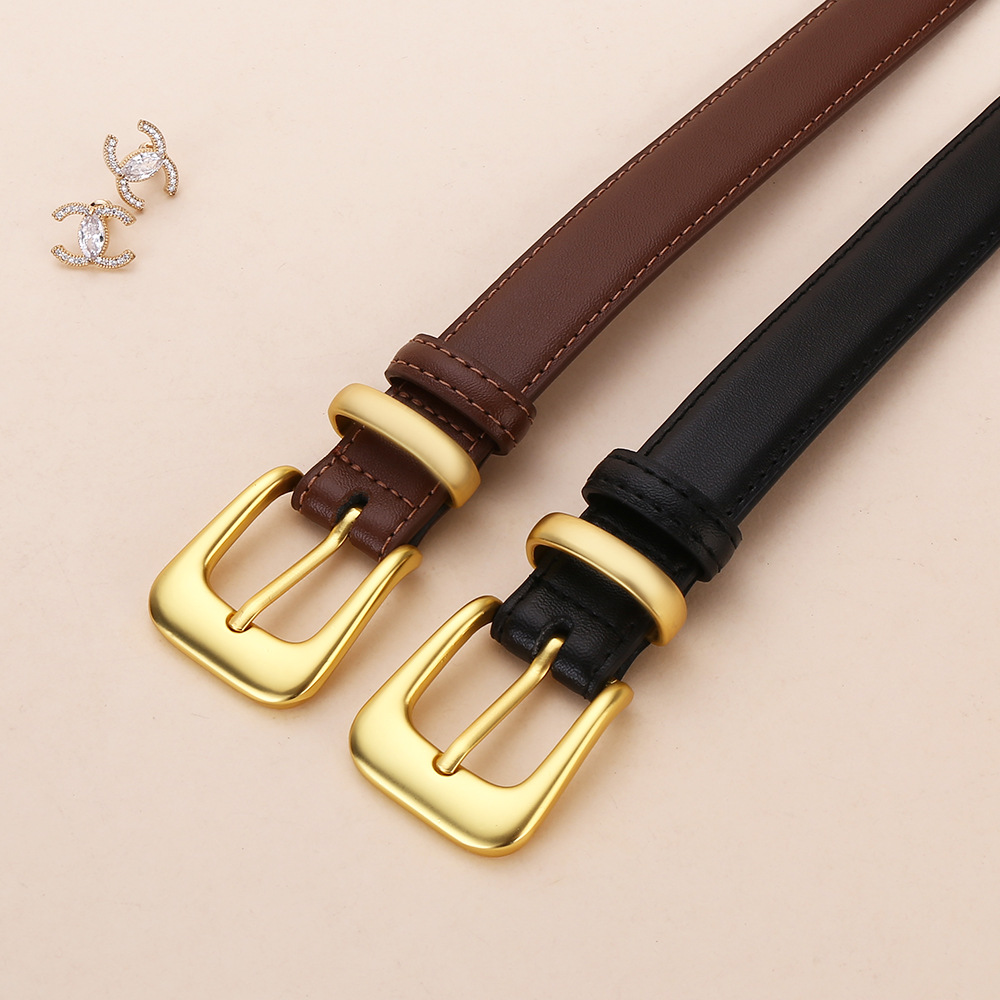 Ceinture en cuir de vachette pour femme, ceinture de taille tendance style coréen, accessoire de vêtement décoratif pour jeans d'étudiante, ceinture fine en cuir pour femme