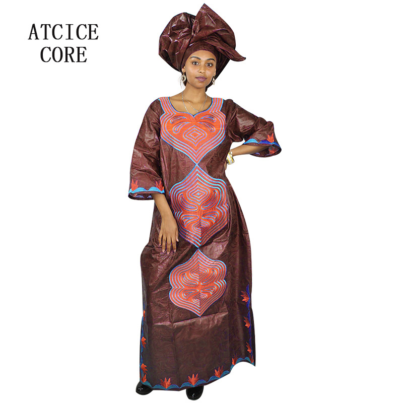 Robes africaines pour femmes, manches 3/4, robe grande taille avec écharpe