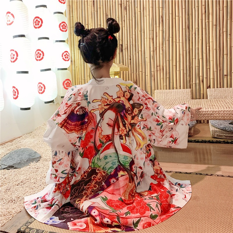Kimono japonais pour femmes, cardigan de plage, kimono japonais, cosplay traditionnel yukata, obi haori, vêtements japonais, V1864, 2020