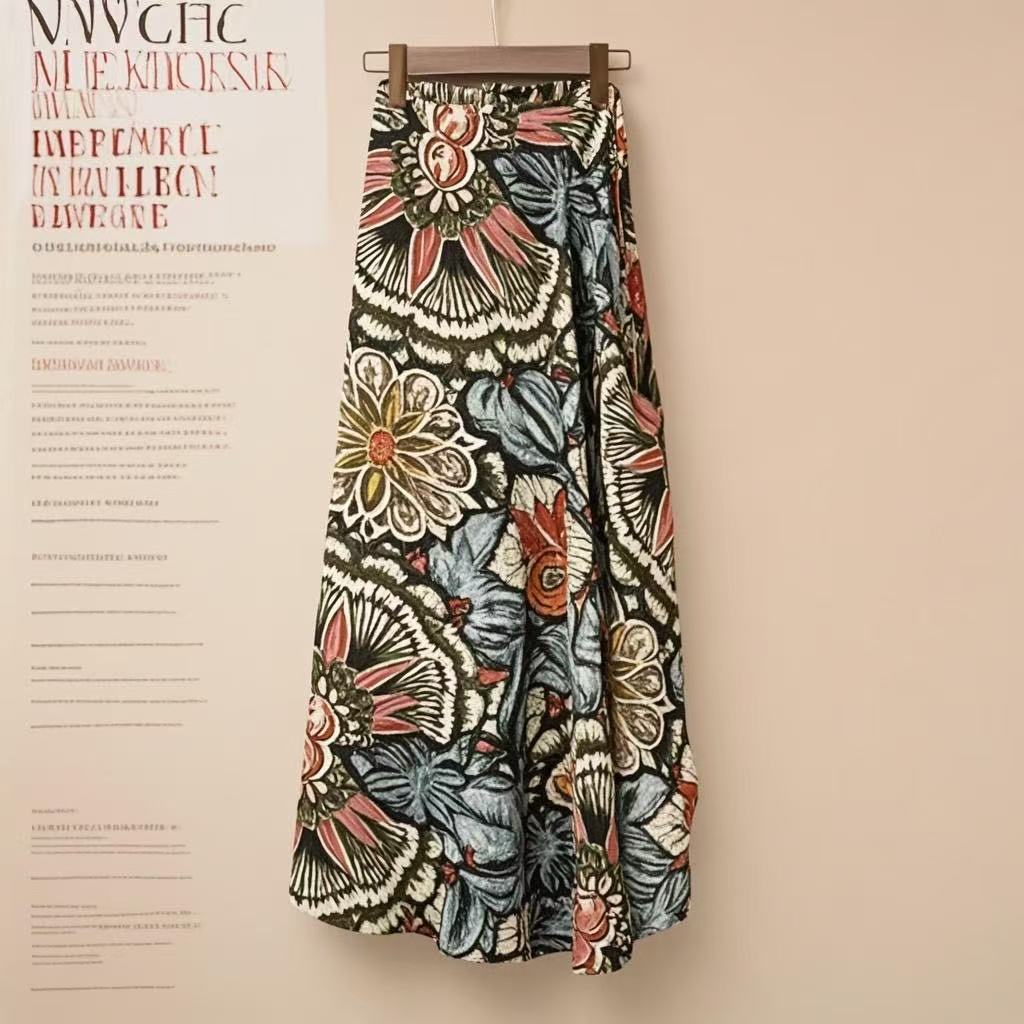 Jupe florale de plage d'été pour femmes, jupe longue en coton, taille haute, avec fente latérale et détails de cravate, Design de Style Boho