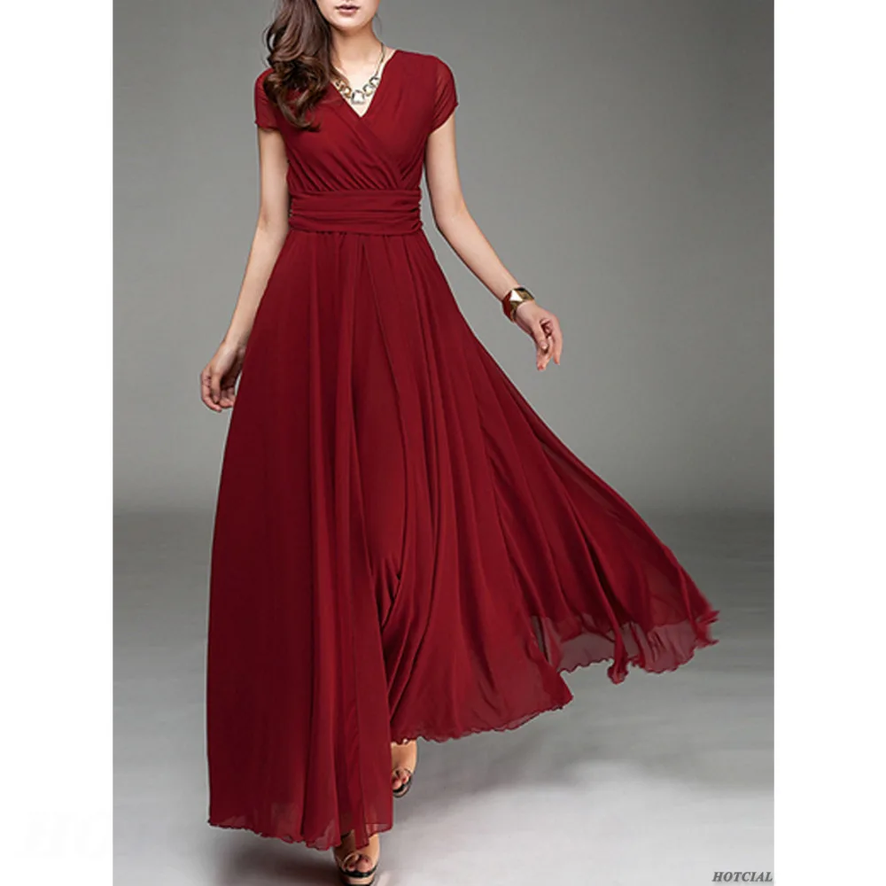 Robe Maxi bohème pour femmes, longue robe de soirée, col en v, sans manches