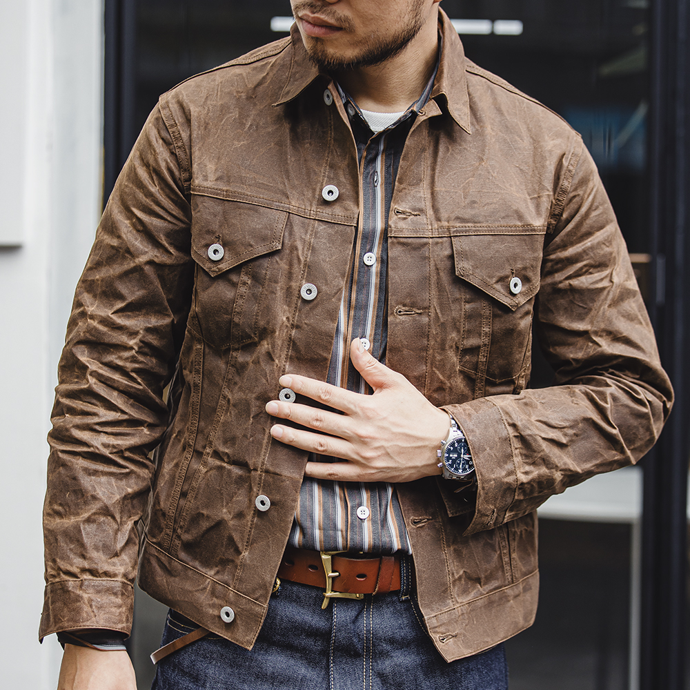 Maden Amekaji-Veste Rétro Cirée à l'Huile pour Homme, Uniforme Militaire en Toile de Coton, observateur, Décontracté, Travail, Style Safari, Vêtements CombMan