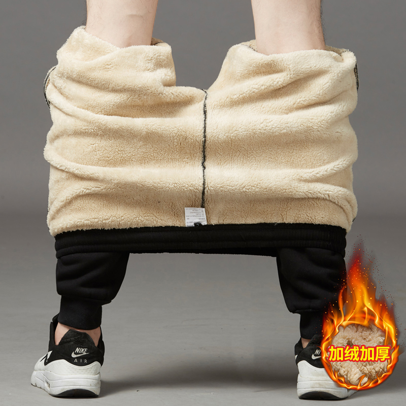 Pantalons pour hommes en automne et en hiver, épais avec polaire pour vêtements d'extérieur, pantalons décontractés, pantalons de survêtement de sport chauds en laine d'agneau