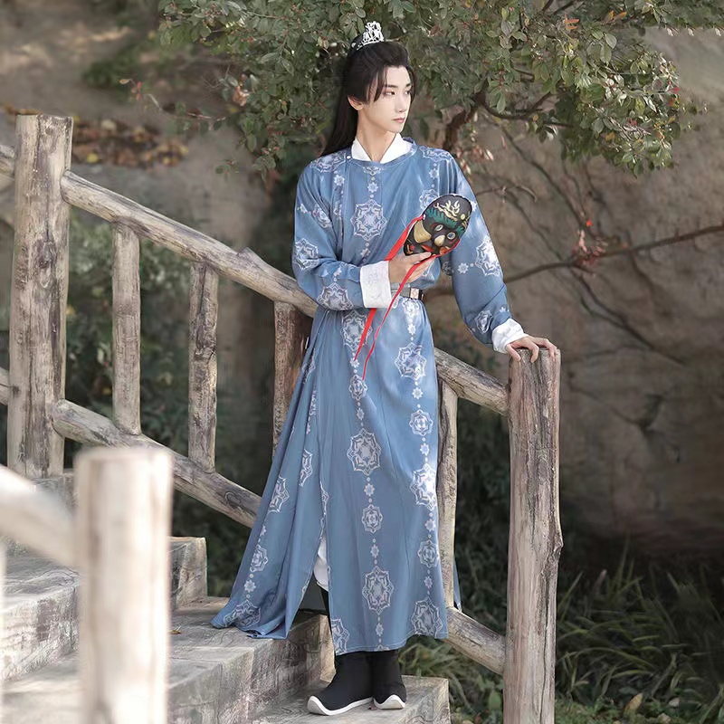 Robe à col rond de la dynastie Tang pour hommes et femmes, vêtements traditionnels chinois, ensemble de cosplay Hanfu, érudit, impression douce, original