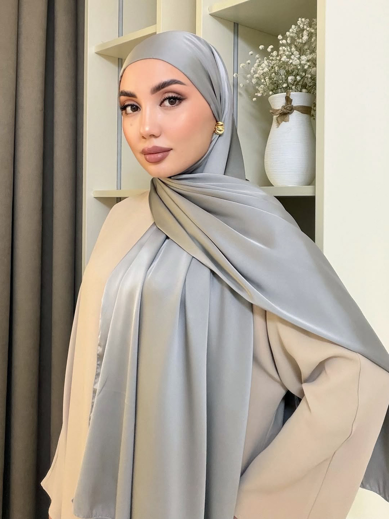 Hijab musulman uni, nouveau design, châle en satin mat pour la Malaisie, écharpe en crêpe de satin de soie