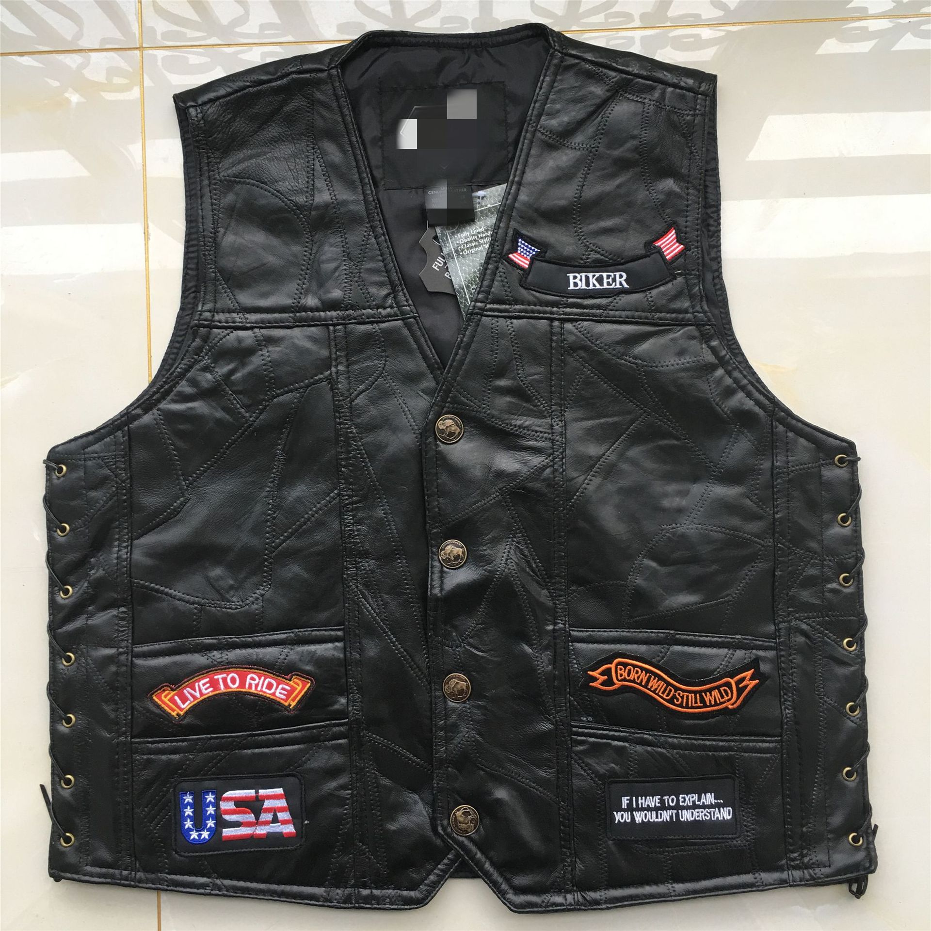 Gilet de moto en cuir brodé pour hommes, veste Punk sans manches, gilet de motard, vêtements pour hommes, Streetwear noir, grande taille