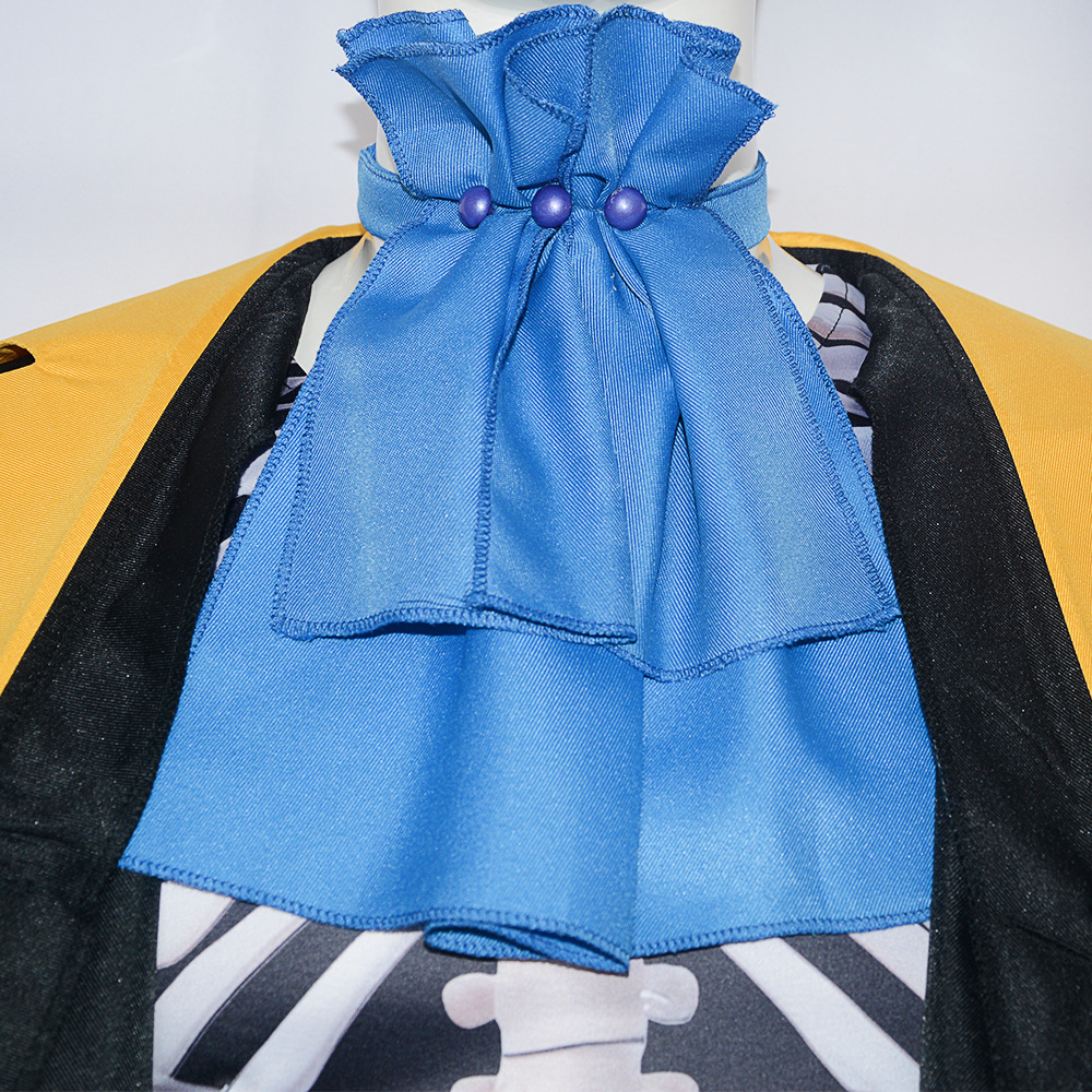 Costumes de Cosplay Anime Soul Emperor Brook, uniforme noir, costume écharpe Orange, pantalon, tenue de jeu de rôle, fête de carnaval d'halloween pour hommes