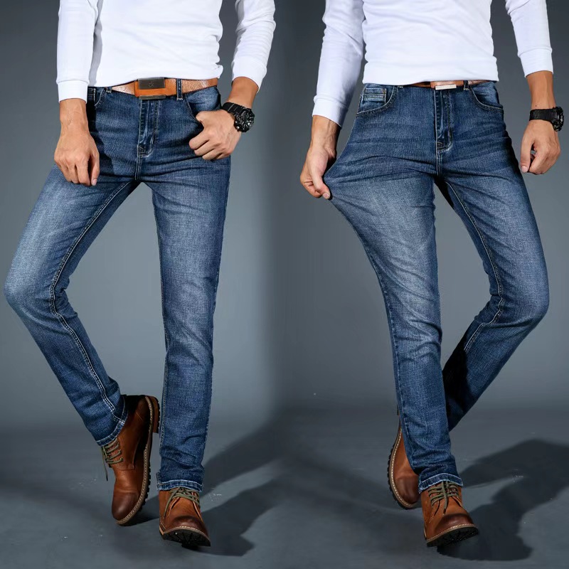 Jean pour homme, nouvelle version coréenne, doux et confortable, coupe régulière, extensible, décontracté, en coton, noir, denim, pour le travail.