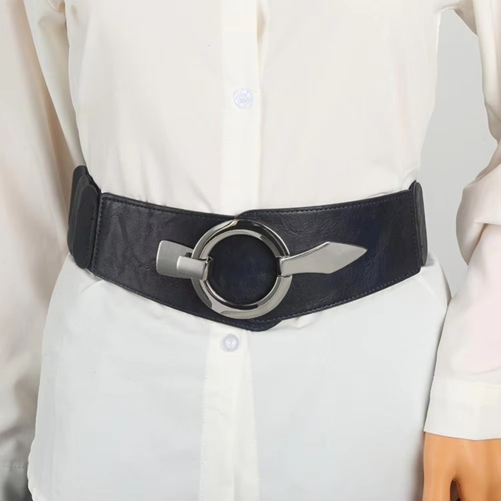 Ceinture de taille élastique en forme de V pour femme, large, amincissante, en cuir PU, polyvalente, pour robe