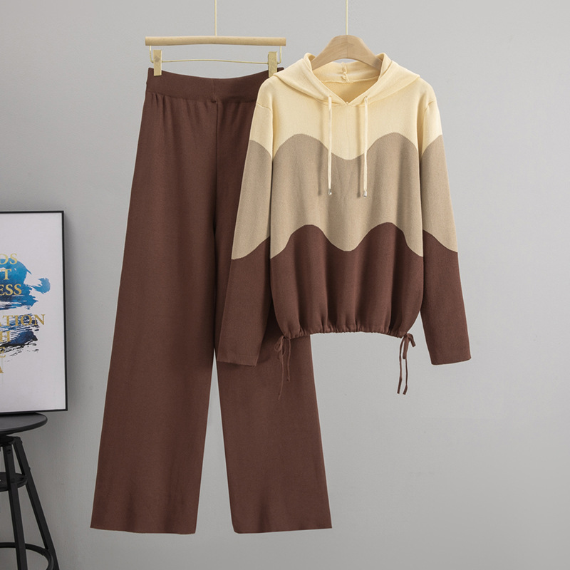 Costume en tricot musulman pour femmes, ensemble 2 pièces, pull à capuche, pull tricoté, pantalon à jambes larges, survêtement de Sport, tenues d'automne 2025