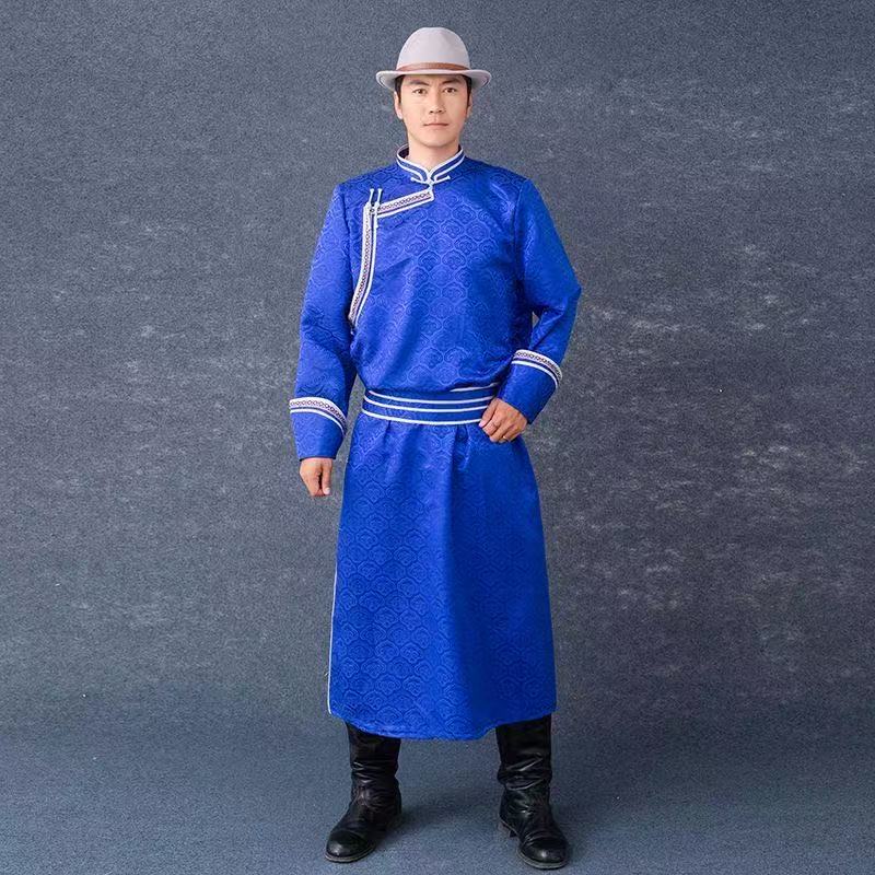 Vêtements ethniques mongols pour hommes, Costume d'équitation traditionnel de prairie de mongolie, Costume de Cosplay pour événement d'halloween, Robe longue pour spectacle sur scène