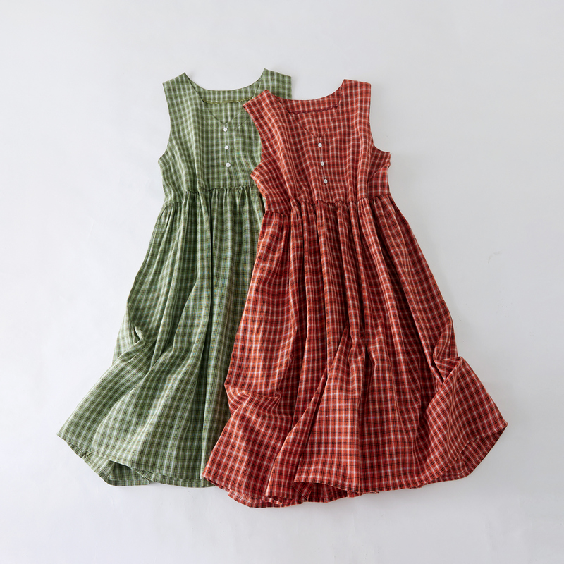 Robe mi-longue à carreaux en fibre de coton pour femmes, mode coréenne et japonaise, mode de rue décontractée, robe de travail élégante pour dames, été