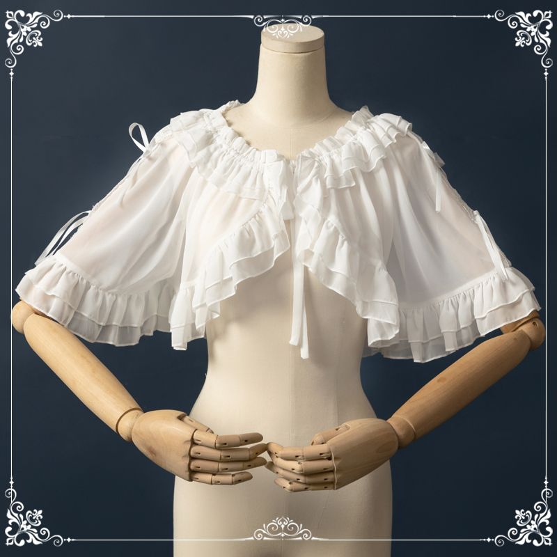 Été doux Lolita châle manteau femmes Vintage élégant nœud pansement en mousseline de soie Cardigan ample couverture extérieure haut mignon mince maille Cape manteau