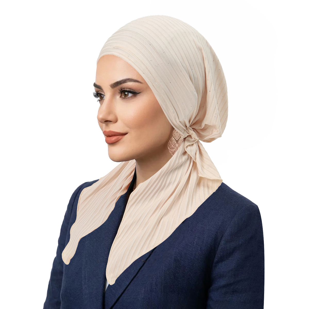 Nouveauté 2026 : Hijabs musulmans à rayures, turbans, foulards à longue queue, bonnets hijab élastiques et bonnets chimio respirants pour femmes et filles