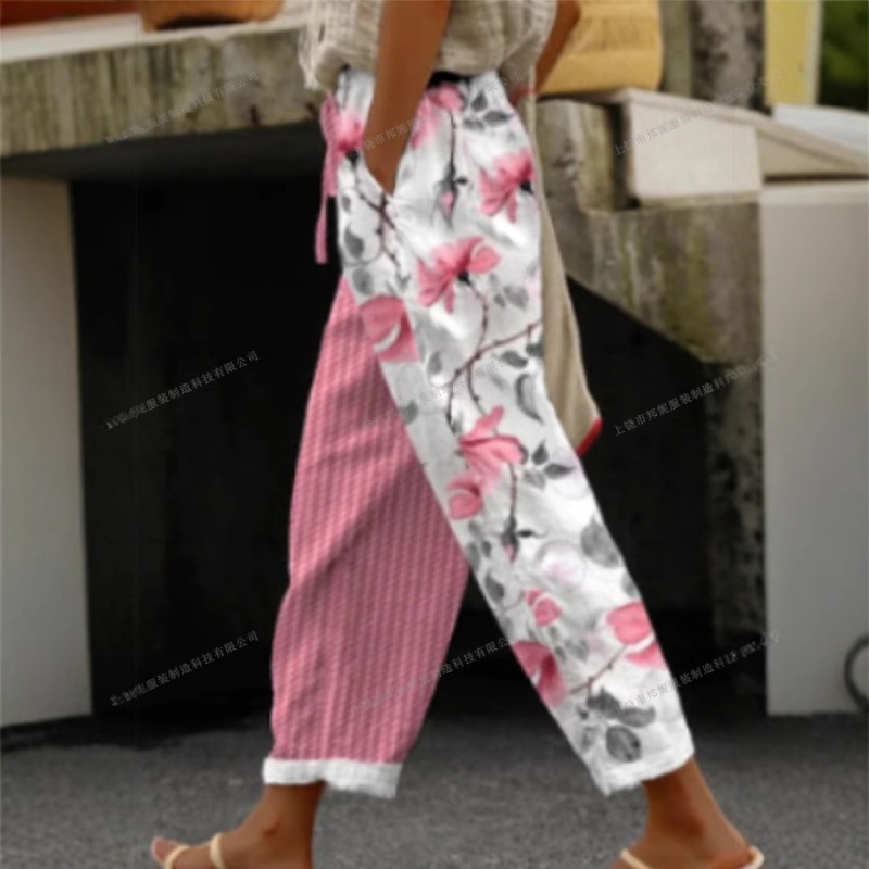 Dames nouveau chaud grande taille imprimé Simple enroulable pantalons décontractés Streetwear femmes pantalons neuf minutes pantalon respirant CoolSummer