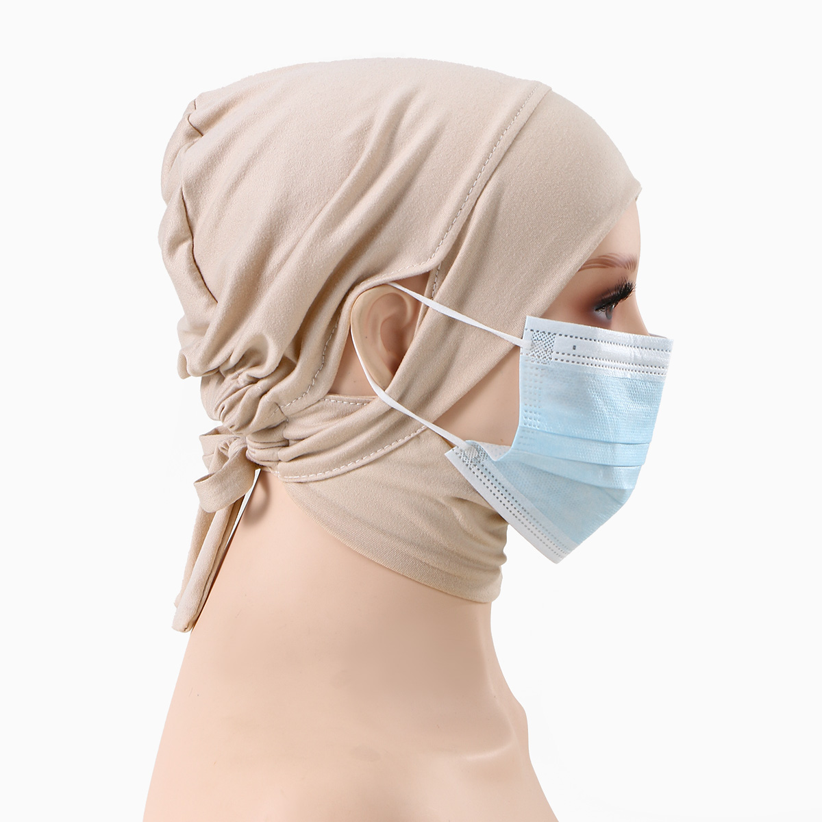 Sous-bonnet en coton jersey musulman avec ouverture pour les oreilles, sous-voile hijab, cache-cou, bandeau turban extensible uni, Ramadan
