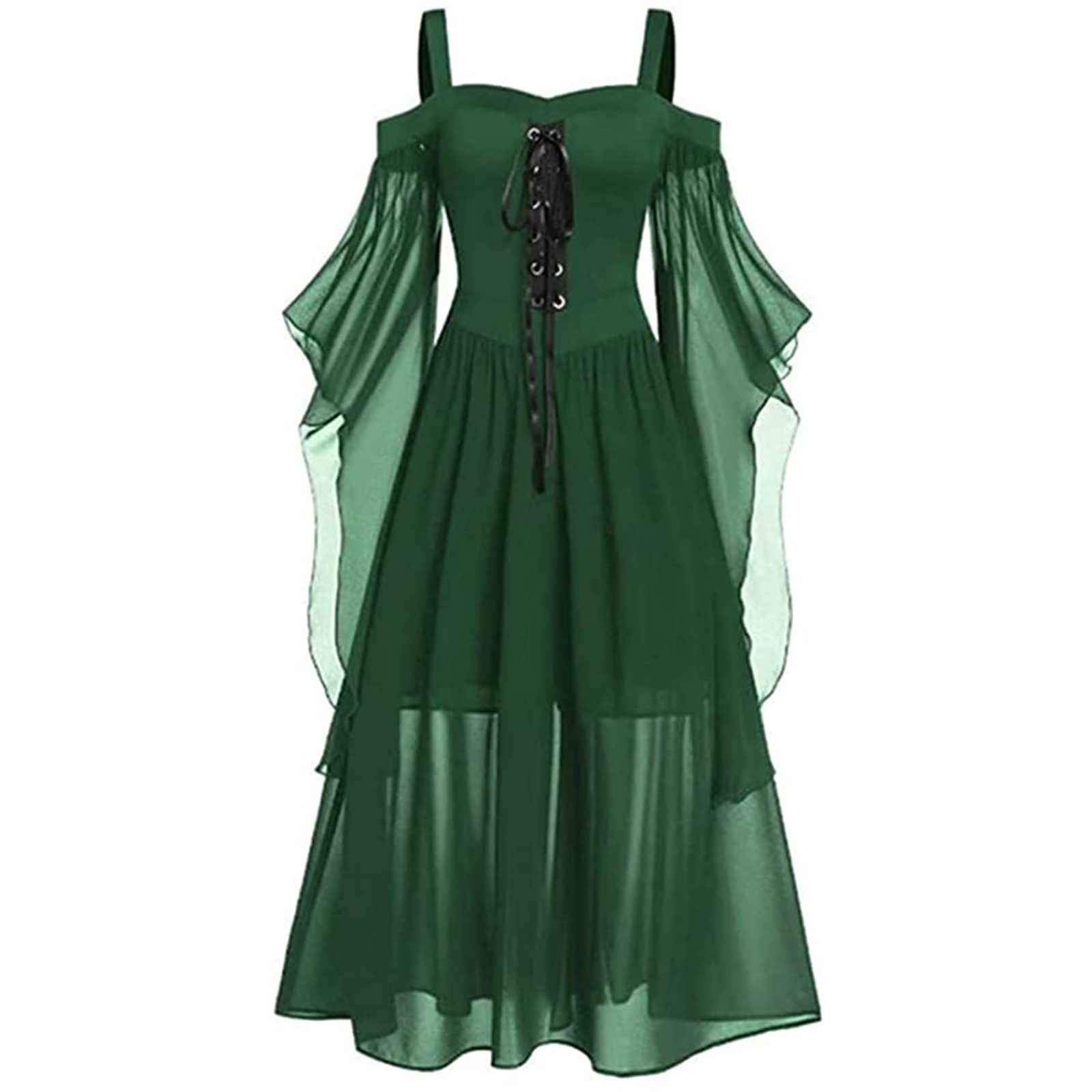 Robe gothique Vintage à lacets pour femmes, épaules dénudées, médiévale, Costumes de Cosplay de sorcière d'halloween, robe à bretelles pour fête de carnaval