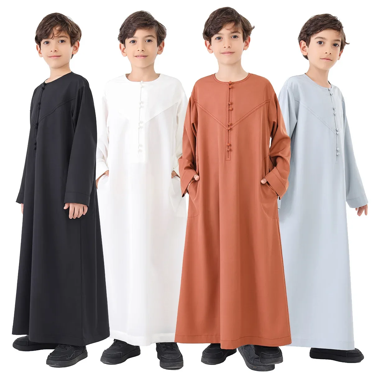 Eid garçons vêtements musulmans Robe arabe saoudienne enfants Abaya caftan prière Islam vêtements enfant Abaya Robe Ramadan Jubba Thobe Djellaba