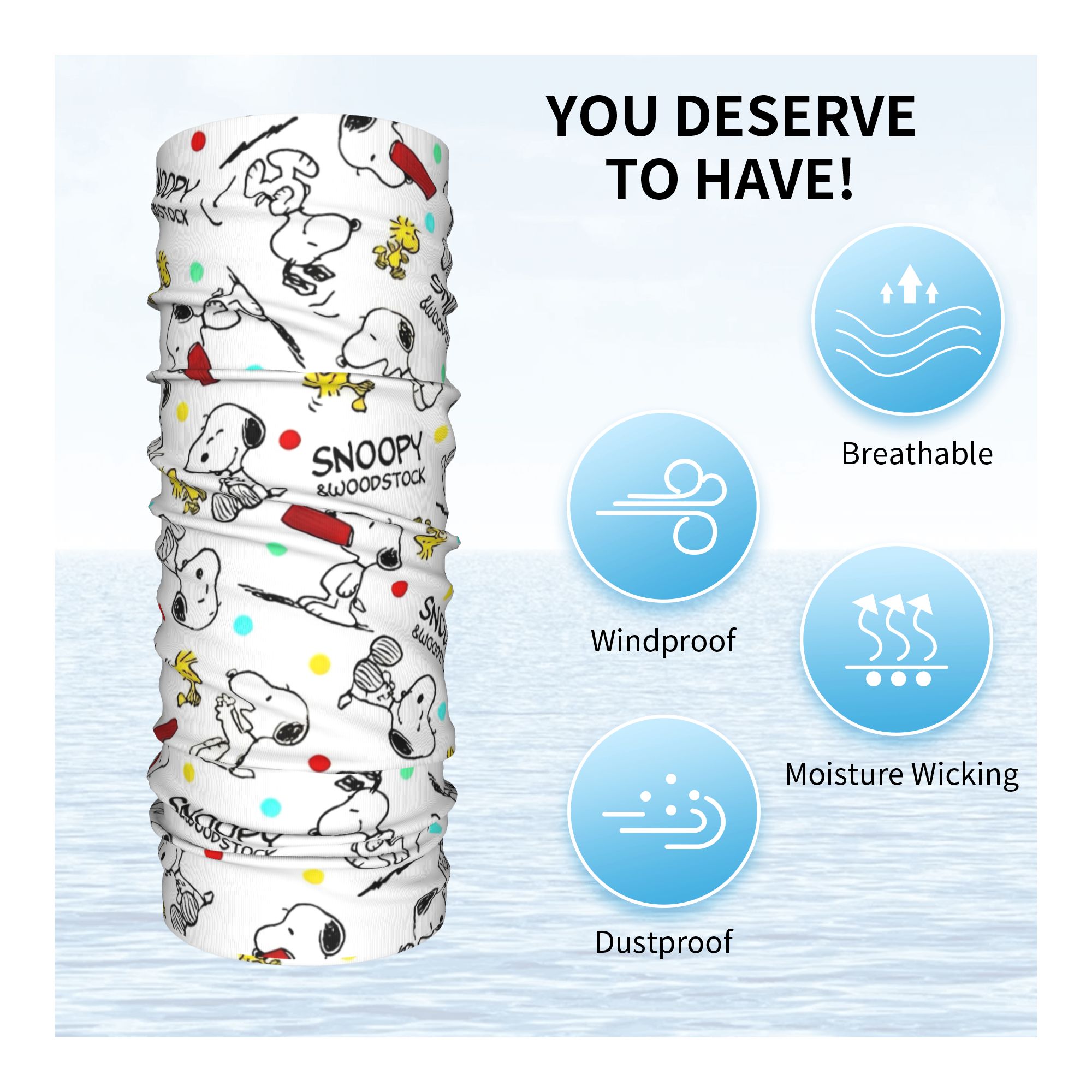 Snoopys Woodstock Bandana Neck Gaiter – Masque imprimé de dessin animé, écharpe, bandeau multifonctionnel, pour sports de plein air, unisexe, coupe-vent pour adultes