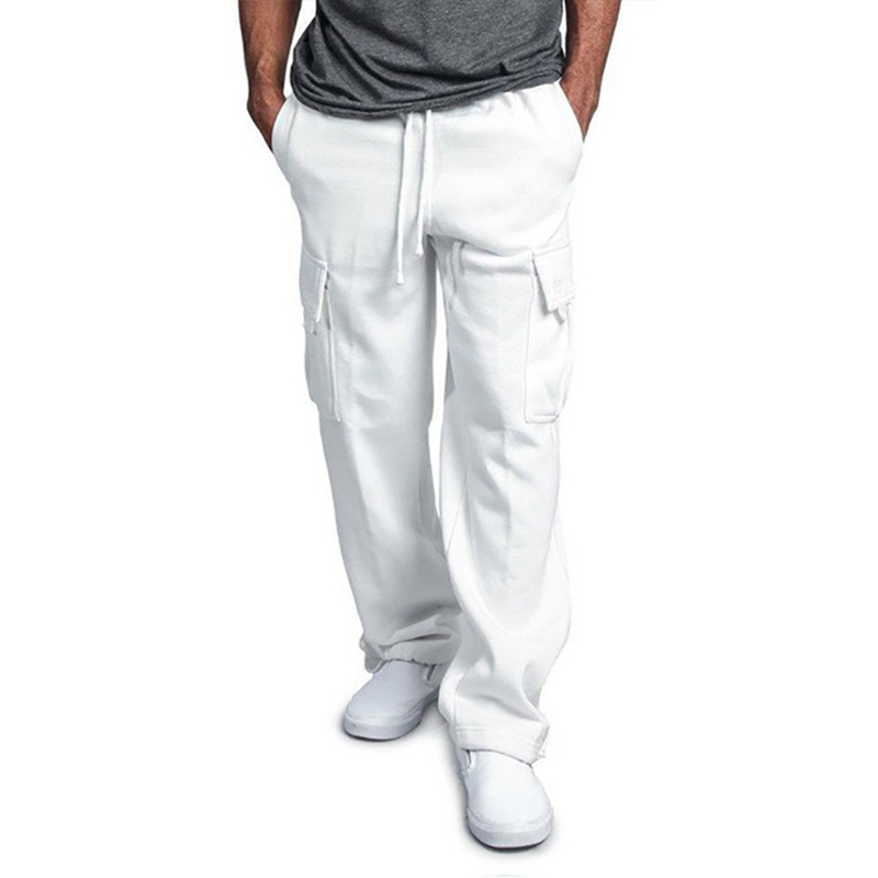 Pantalons de survêtement pour hommes, coupe droite, jogging pour le sport et le Streetwear, ample, surdimensionné, avec cordon de serrage, pantalons longs multi-poches