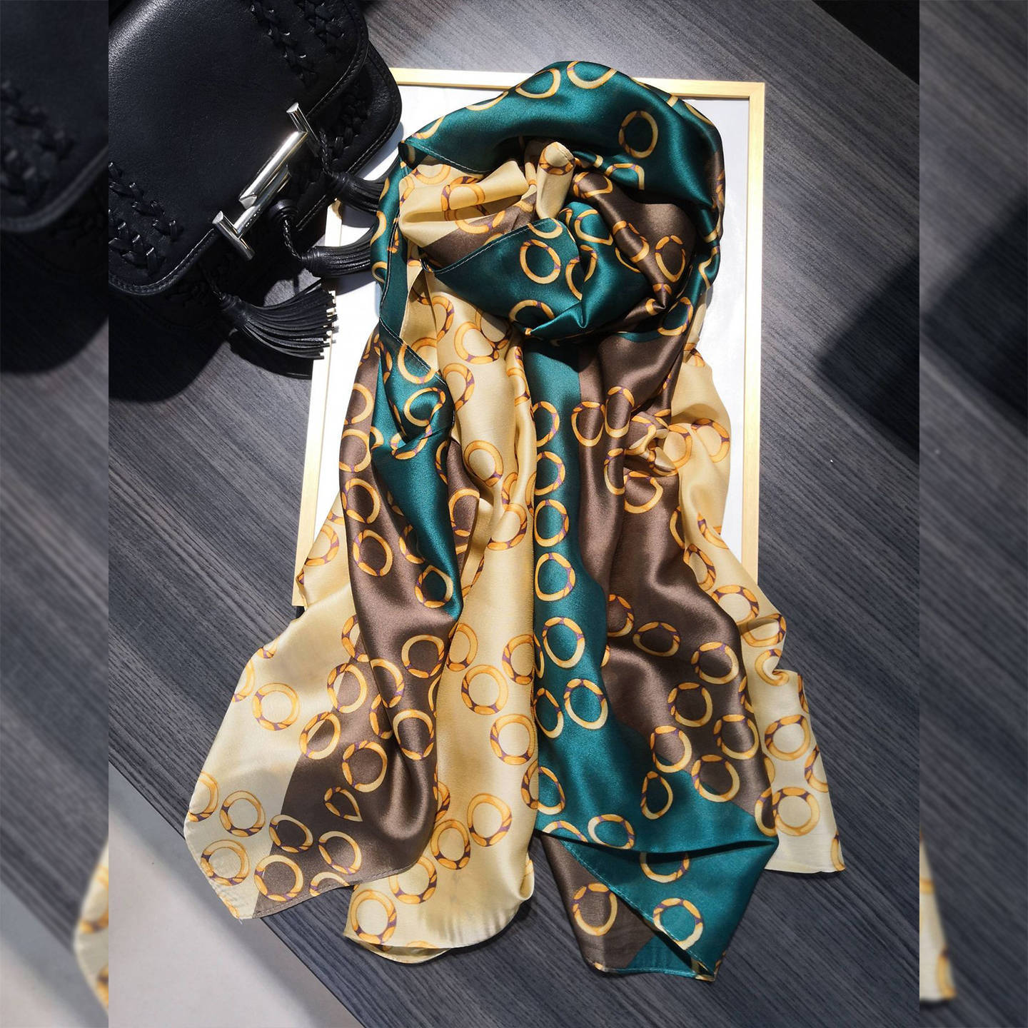 Écharpe en soie de grande taille 180X80CM, foulard pour femmes, marque de luxe, bandeau en satin, hijab, bandana, turban, foulard, étoles d'été pour la plage