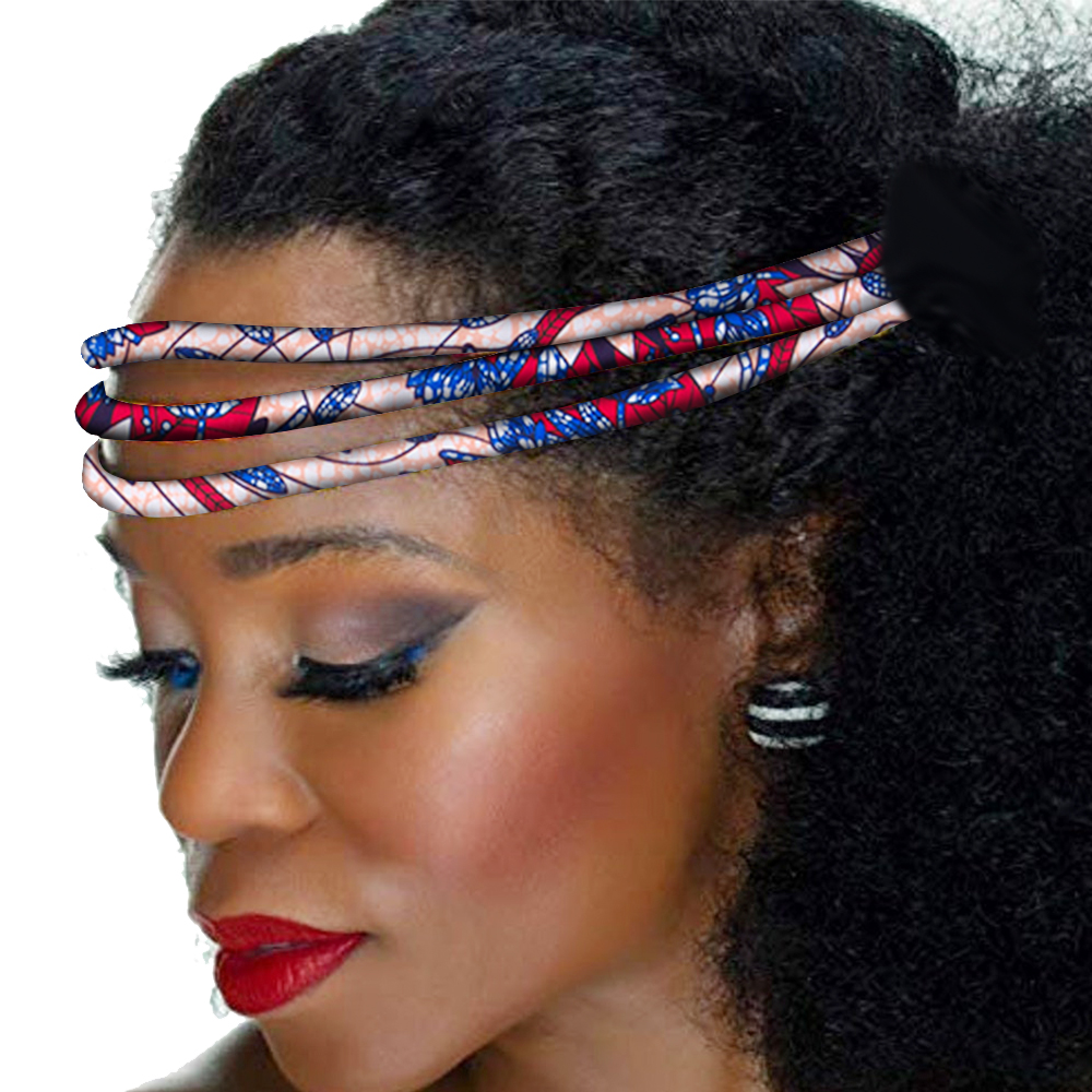 Bande de Sauna à Imprimé Africain, Accessoire Fait à la Main, Coloré, Kente, 3 Brins, Vibrant, Afrocentrique, WYB599