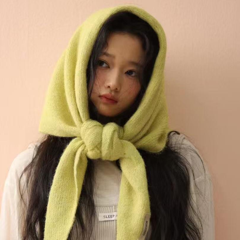 Foulard Triangle de Style coréen foulard triangulaire en laine pour femmes châles chauds tricotés foulards écharpe tricotée chaude multifonctionnelle