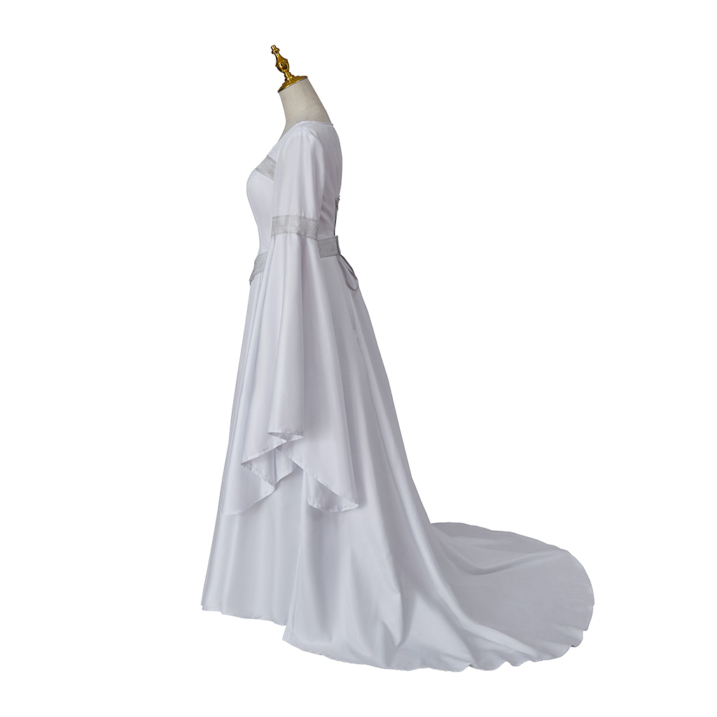 Galadriel Elf Queen Cosplay Costume fur s pour femmes, tenues d'Halloween, carnaval, vêtements de fête trempés, robe de Rhen plis