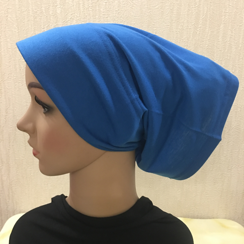 H066 chapeau tube uni avec sous-écharpe en carton Turban musulman couleur Pure extensible intérieur Hijabs femmes foulard sous Hijab Bonnet