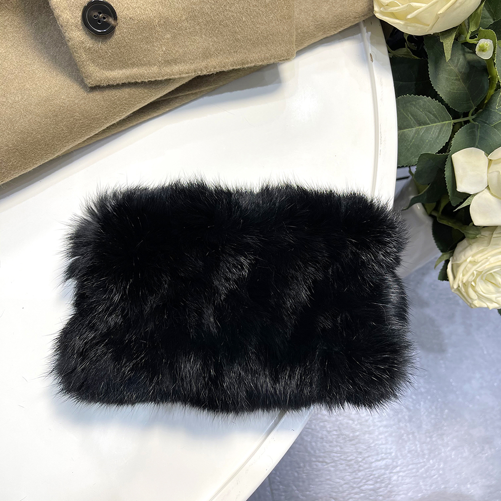 Hiver femmes vraie fourrure à la main extensible fourrure écharpe tricot véritable lapin fourrure bandeaux filles naturel fourrure anneau capot Snood foulards