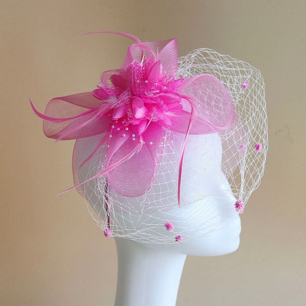 Décoration de cheveux fleur maille rétro pince à cheveux chapeau coiffure de mariée hôtesse de mariage haut-de-forme chapeaux Cocktail fête chapeaux