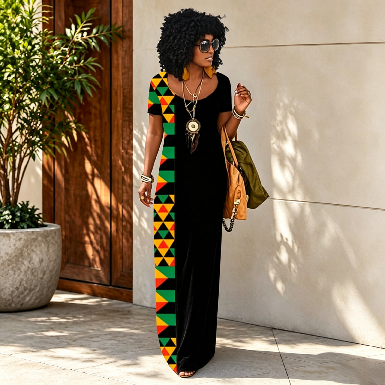 Robe d'été imprimée ethnique africaine pour femmes, rétro littéraire, Slim, à la mode, voyage quotidien, ample, manches courtes, longue