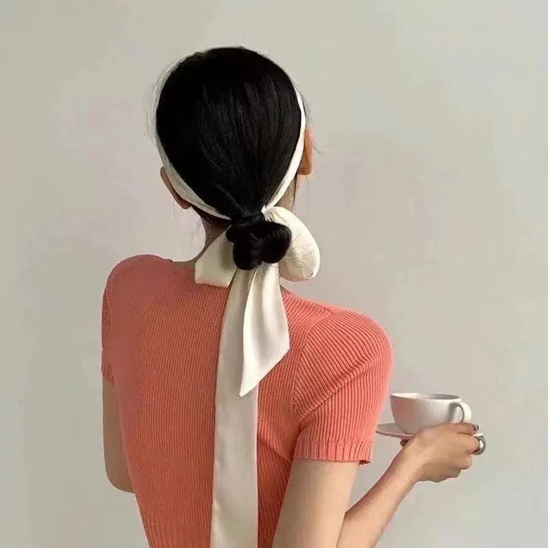Long ruban de cou élégant pour femmes, écharpe de cou solide, bande de sauna QueParty, décoration étroite, document, 200x5cm