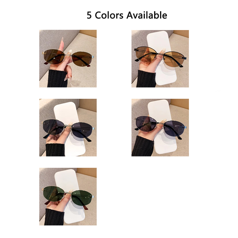 Lunettes pour femme, lunettes de soleil pour homme – Lunettes de soleil ovales à monture métallique UV400, lunettes de soleil tendance pour l'extérieur