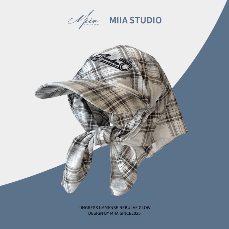 Mode coréenne couleur correspondant Plaid foulard casquettes hommes été tendance crème solaire personnalisé lettre broderie chapeaux de soleil pour les femmes